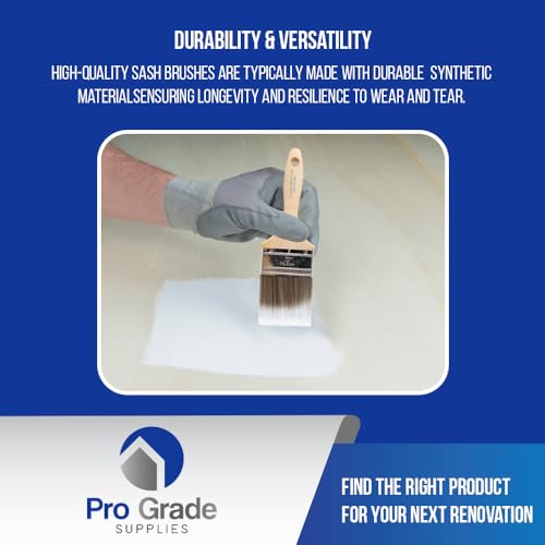 Pro Grade Paint Brushes, 3 Inch Flat Paint Brush, Trim & Stain, 2 Pack - size: 2Ea H 3F