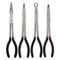 4 Pack 11" Precision Long Nose Pliers Set, Insulated Comfort Grip - size: 4 Pieces - 11" - Straight/45°/90°/Circle