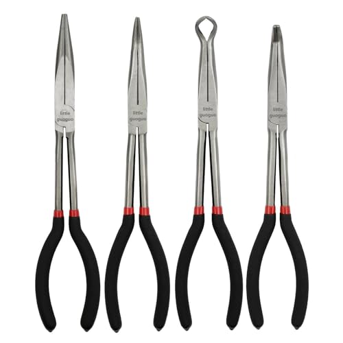4 Pack 11" Precision Long Nose Pliers Set, Insulated Comfort Grip - size: 4 Pieces - 11" - Straight/45°/90°/Circle