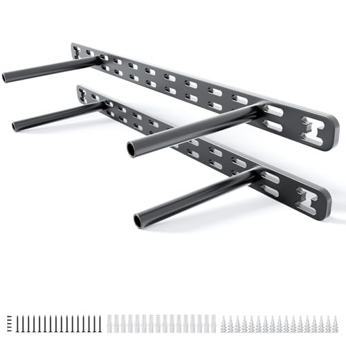 2pcs Floating Shelf Bracket Heavy Duty,Decorative Floating Shelf Hardware Hidden Black Metal Fireplace Mantel Brackets Without Jig (18"X4"X1.0" Without Tools) - size: 18"X4"X1.0"