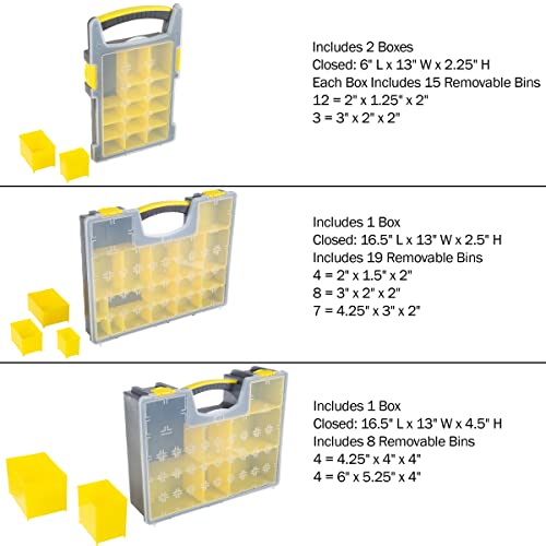 Stalwart Storage Organizer Tool Box Set, Yellow/Black, Set of 4