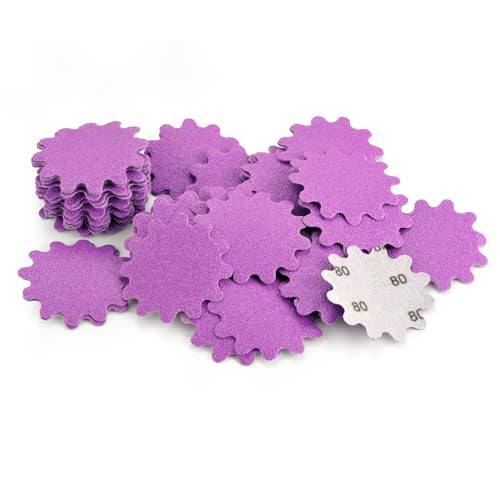 MAXMAN 2"Sanding Discs, 80 Grit Flex Edge Sandpaper, for Drill/Bowl Sanders | 50Pcs Wet/Dry Sand Paper, Hook and Loop Sanding Discs, Wavy Sand Paper, for Drill Sanding Attachments, Edge Sanding Tools - style: 80 Grit