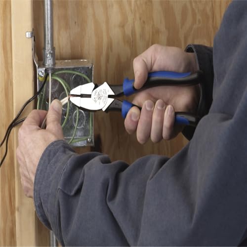Klein Tools J2000-9NE Side Cutter Linemans Pliers, Made in USA, High Leverage 9-Inch Pliers Cut ACSR, Screws, Nails, Wire - style: Cuts
