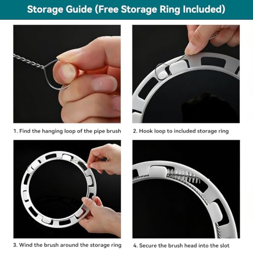 160 Flexible Drain Cleaner Brush with Storage Reel, AC Condensate & Car Sunroof Drain Unclog Tool for Hair & Debris Clog Removal - size: 160 in