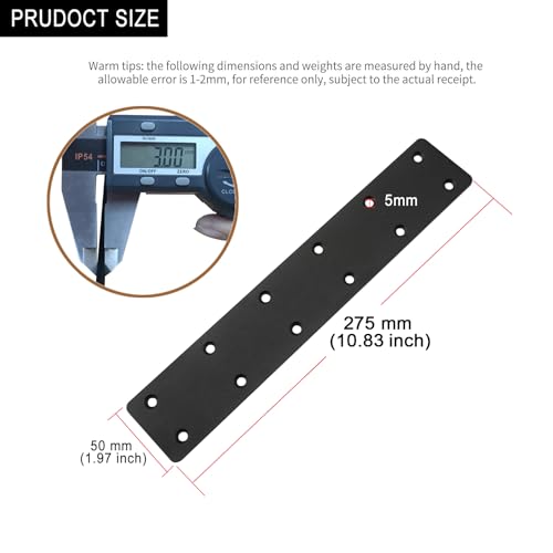 6packs Straight Steel I Shape Flat Plate,Heavy Duty Mending Plate 10.8"x2" for Wood DIY Projects - Large Connector Brace,Post to Beam Connectors Repair Bracket,Joining Brackets
