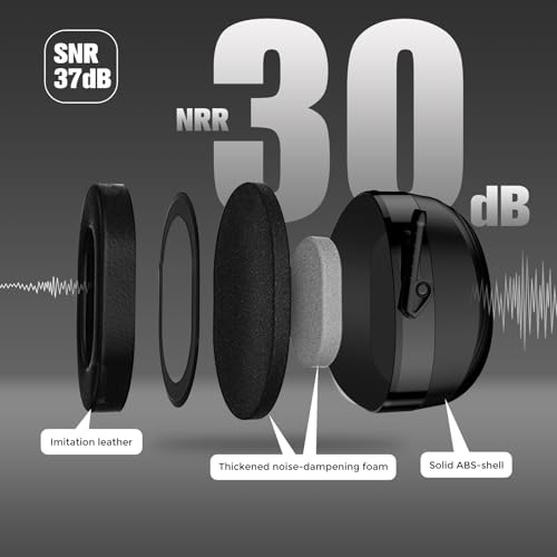 ProCase Extra Large SNR 37dB Noise Cancelling Headphones NRR 30dB Ear Muffs - color: Black