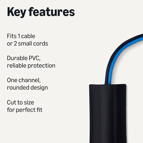 Amazon Basics Floor Cord Cover, 6ft Length, 2.6" Diameter, Cable Protector, Black - size: 72 x 2.6 x 0.6 inches