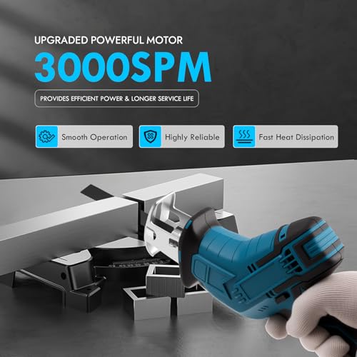 Reciprocating Saw Cordless, Variable Speed 3000 RPM Brushless Motor with 8 Saw Blades, 2 x 2.0Ah Batteries, LED Light, Tool‑Free Blade Change, Portable for Wood PVC Cutting
