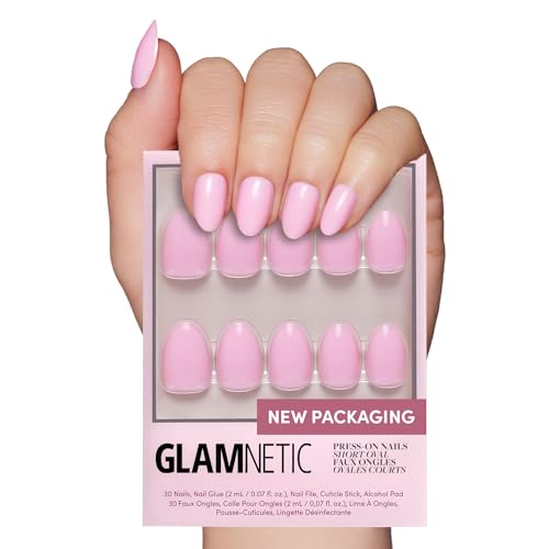Glamnetic Press On Nails - Short Oval, Glossy Fake Nails 30 Pc Full Kit - color: 2F - Think Pink