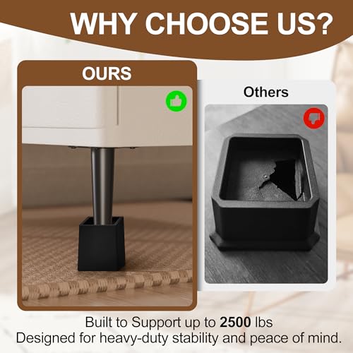 Wooden Bed Risers 5 Inch Heavy Duty, Support 2500 lbs, Black - color: Black, size: 5"H(Inner 4"H)