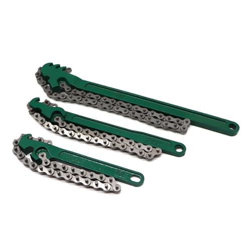 3 Pcs Heavy Duty Chain Wrench, 9 Inch 12 Inch 16 Inch Adjustable Oil Filter Chain Wrench Fits 1.5 Inch to 8 Inch Diameter for Pipe Car Repair (Green)