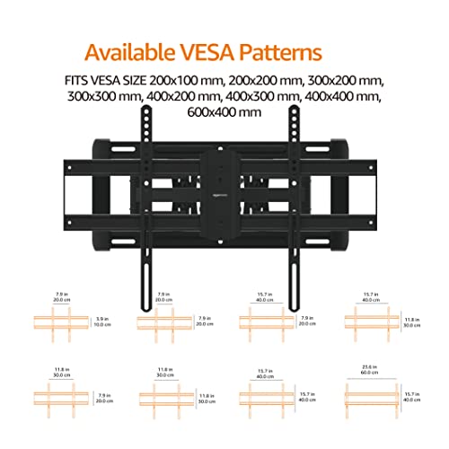 Amazon Basics Heavy Duty Dual Arm, Full Motion Articulating TV Mount for 37" to 80" TVs up to 132 lbs, VESA Compatible, Fits LED LCD OLED Flat Curved Screens, Black - style: Full Motion Articulating