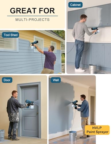 Paint Sprayer, Electric Spray Paint Gun, 3 Modes & 4 Brass Nozzles - color: Blue