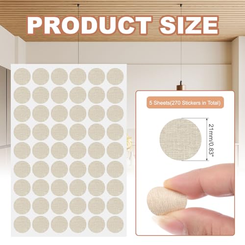 PATIKIL 270 Pieces Screw Hole Stickers, 5 Sheet Self-Adhesive Waterproof PVC Wood Grain Sticker for Screw Holes Wall Cabinets Desk Repairing, Light Gray Fabric, 21mm/0.83 Inch - color: Light Gray Fabric