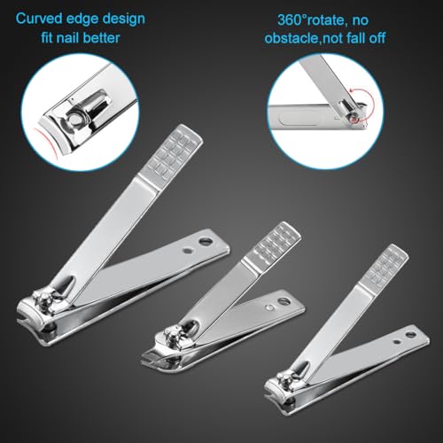 Yougai Manicure Set 18Pcs Stainless Steel Nail Clippers Set with Case Black - color: Black