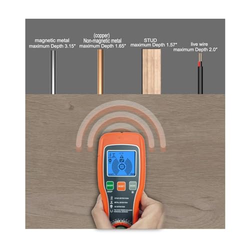 Stud Finder Wall Scanner, 5 in 1 Multi-functional Stud Locator with Microprocessor Chip and HD LCD Display for Center and Edge of Wood, AC Wire, Metal and Studs Detection