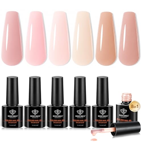modelones Gel Polish Builder Nail Set, Base Colors Nude Hard Strengthener - color: B2-Barely Blush