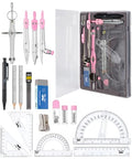 Mr. Pen- Geometry Set, 15 pcs, Pink, 6 Inch Swing Arm Protractor, Divider - color: Pink