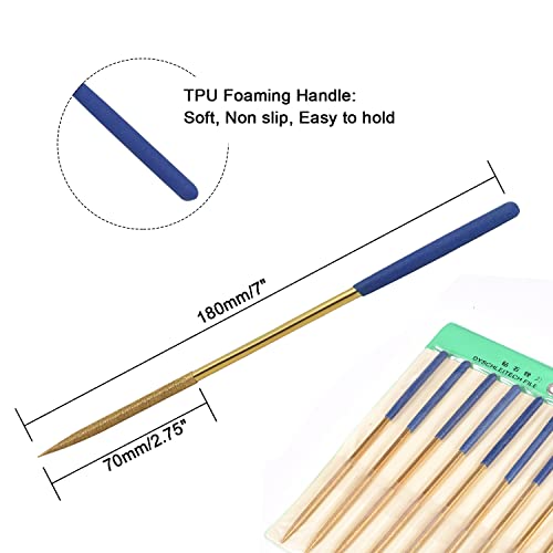 10 Pcs Diamond Needle File, 5x180mm, Round, 150 Grit