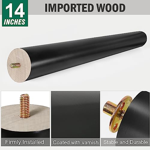 FoDau770 Rubber Wood Legs 14", Slant Taper, 5/16"-18 Thread, Black, 4pcs | Wood Couch legs - Mid Century Sofa Legs - Furniture legs Replacement for Cabinet Dresser Chair Ottoman - color: Black, size: 14 Inch - Slanted (80°)