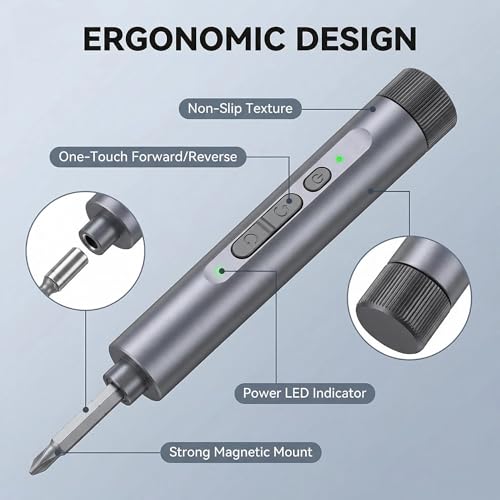 Mini Electric Screwdriver Cordless Set, 127-in-1 Precision Magnetic Bits, Rechargeable USB-C, LED Light, Manual & Electric Modes, Portable Repair Tools Kit for Electronics, Phones, Laptops