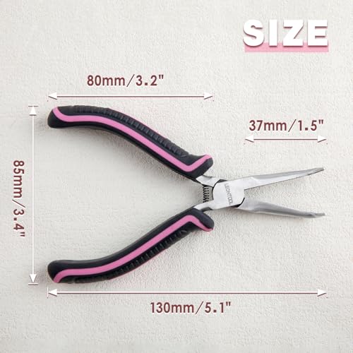 5 Inches Mini Bent Needle Nose Pliers with Serrated Jaw, Soft Grip - style: Bent Needle Nose Plier Serrated Jaws