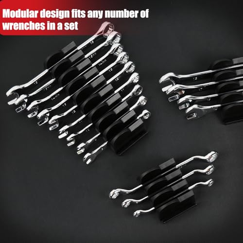 DEHOYI 48 pcs Modular Wrench Organizers for Tool Drawers - Wrench Rack with Metric&SAE Labels, Perfect Tool Storage Holder. Gift for father, brother and boyfriend (Black without Magnet) - style: No-Magnet(48 pcs Black)