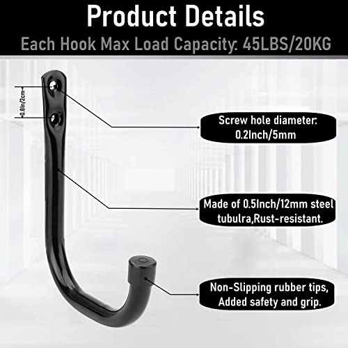 20 Pcs Heavy Duty Garage Storage Utility Hooks, 4.1Inch J Hangers Wall Hooks for Hanging Bikes, Ladders, Cord, Hose, Garden Tools - size: 4.1inch(20Pcs)