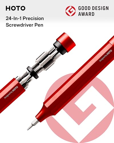 HOTO 24 in 1 Mini Screwdriver Set, Magnetic Torx Bit Set, Eyeglass Repair Kit, EDC Pen Screwdriver for Electronics, Watches, Phones, Laptops, Cameras, Gadgets for Men, Cinnabar Red | Magnetic Torx Bit Set, EDC Pen Screwdriver for Electronics, Watches, Pho