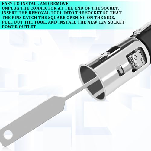 12V Cigarette Lighter Socket Replacement J42059, 25776667, 56457, Cigarette Lighter Socket with Removal Tool Set 12V Power Outlet Compatible with GM Chevrolet GMC Buick Cadillac（1PCS）