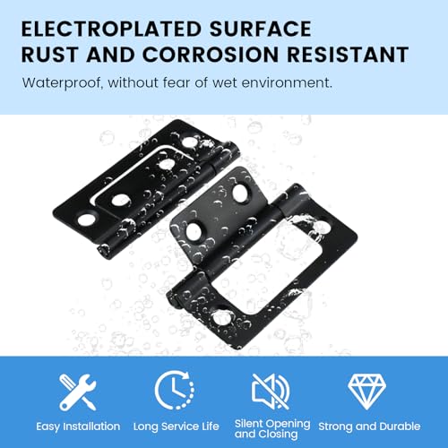 SDTC Tech 4-Pack Non-Mortise Door Hinges Bifold Butt Cabinet Hinges with Screws for Furniture Windows Cupboard etc. - 2 x 0.9 Inch, Black - color: Black