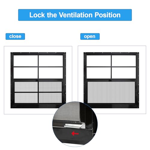 NeatiEase 2 Pack Shed Windows with Black Frame, 36 x 36 Flush Mount Small Window with Tempered Glass and Fiberglass Screen for Shed, Chicken Coop, Playhouse, Household, Garage - color: Black, size: 36"x36"