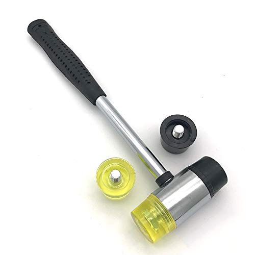 Soft Mallet with 2 Head Tip, Double-Faced Rubber Head Hammer for Jewelers Craftsman, Leather Crafts, Wood, Flooring Installation,Diameter 30mm (1, Medium) - size: Medium Size with Replacement Tip