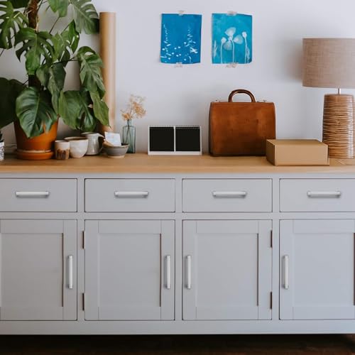 Ravinte Brushed Nickel Square Cabinet Handles & Pulls 3-3/4 Inch 10 Pack - size: 4-1/4 in (3-3/4 in Hole Center)