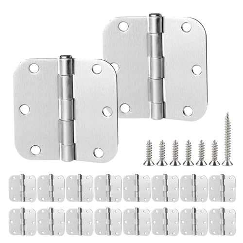 18 Pack Satin Nickel Door Hinges 3.5 inch Brushed Nickel Hinges Rounded 5/8" Radius Corners Bedroom Residential Standard Indoor Door Hardware Hinge - size: 18 Pack