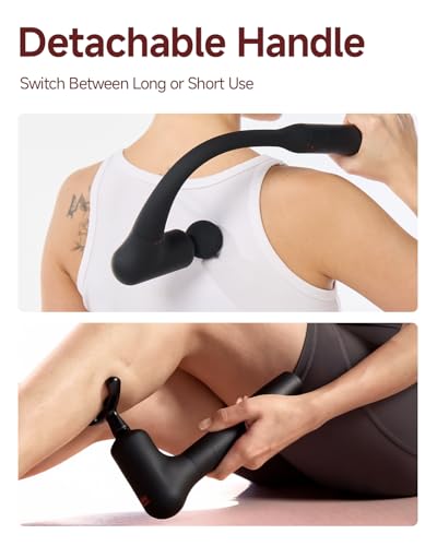 2-in-1 Detachable Massage Gun with Heat, Muscle Massager with Long Handle