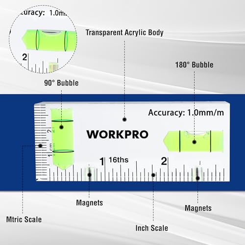 WORKPRO 3 Inch Magnetic Pocket Level - size: 3 Inch