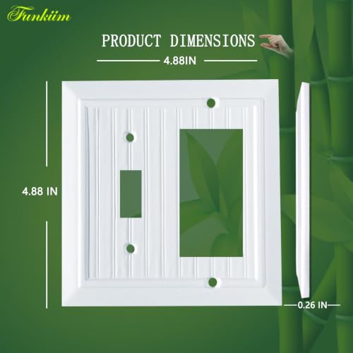 Pure White Classic Beadboard Wall Plates,Light Switch Covers,Electrical Outlet Covers, Switch Plates of Various Combination, Nature Bamboo Fiber Wall plate (2 Gang Toggle/Decorator 2 Pack) - style: 2 Gang Toggle/Decorator 2 Pack