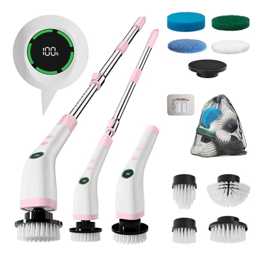 Electric Bathroom Cleaning Brush Cordless Shower Scrubber SD-CTB01 - color: Pink