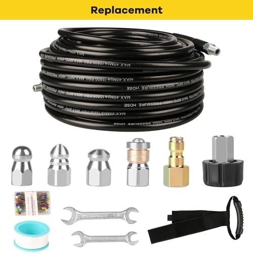 Sewer Jetter Kit for Pressure Washer 100ft 1/4 Inch NPT - size: 100FT X1/4in