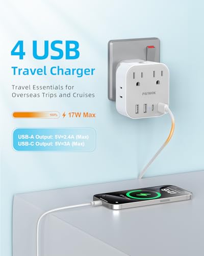 European Travel Plug Adapter Set, 8-in-1 Travel Adapter with 4 Outlets - style: World Adapter+Type C/G/E F
