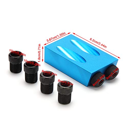 14PCS Pocket Hole Jig Drill Kit,15 Degree Dowel Drill Joinery Kit,Including 6/8/10mm Drill Bits,Drill,Stoppers,Sleeves,Hex Key, Woodwork Guides Joint Angle Tool
