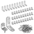 40 Pcs L Bracket Stainless Steel Corner Brace with 100 Pcs Screws, 90 Degree Right Angle Bracket Firmware for Wooden Shelves, Chairs, Tables, Dressers, Furniture (1.57 Inch and 0.79 Inch)