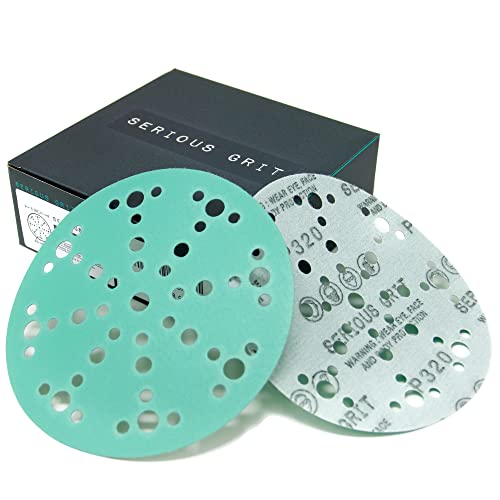 Serious Grit - 6-Inch 49-Hole P320 Grit Sanding Discs - 50 Pack Box - size: 320 Grit