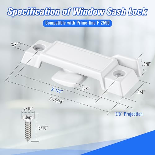Saillong 3 Pack Window Sash Locks Compatible with Prime-Line F2590, White - color: White