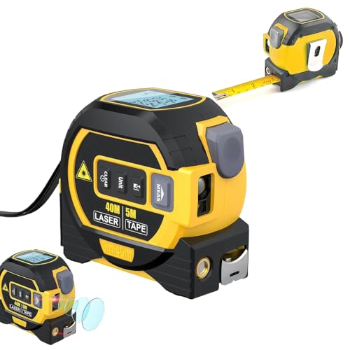 The 3-in-1 almighty laser measuring tools ruler,16Ft Ruler 131Ft Laser - color: Yellow, size: Laser 135 ft