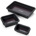 Collapsible Magnetic Parts Tray Set - 3 Different Size Tool Trays - Black - color: Black
