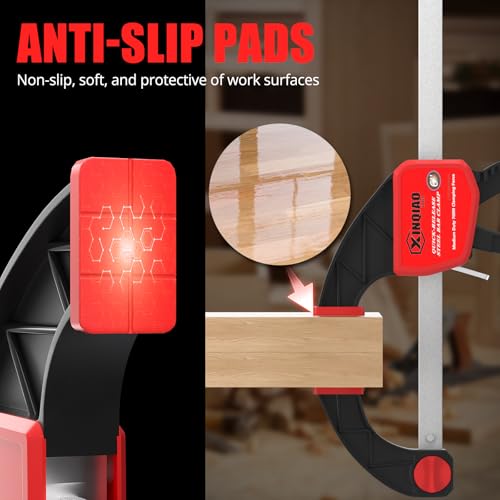 XINQIAO Bar Clamps for Woodworking 6 Inch (4) Wood Clamps Set, One-Handed Spreader with 150 LBS for Stable and Reliable Fixing Solutions