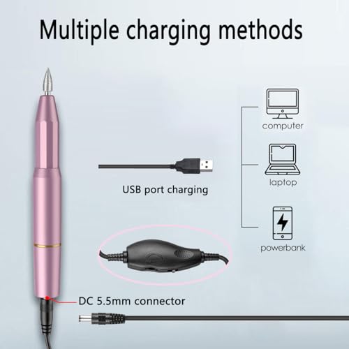 Electric Nail Drill Power Cord, Replacement USB Charger Power Cord Compatible with AIRSEE/ OVX/ Alles/ AUTENPOO/ COSITTE/ MelodySusie/ KITCCI Portable Electric Nail Drill