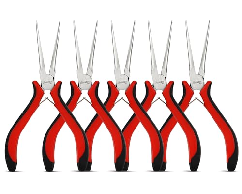 5-Pack 5.5-Inch Long Needle Nose Pliers, Mini Jewelry Pliers